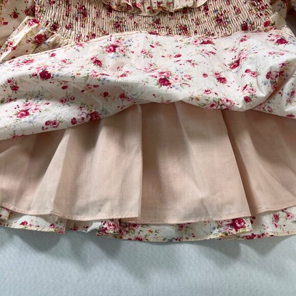 Tuckernuck Hyacinth House Addison Blouse in Cream Floral Ruffle Neck Size Medium - Picture 9 of 11